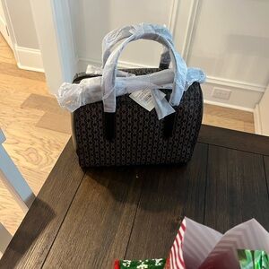 Fossil Black and Brown Patterned Satchel